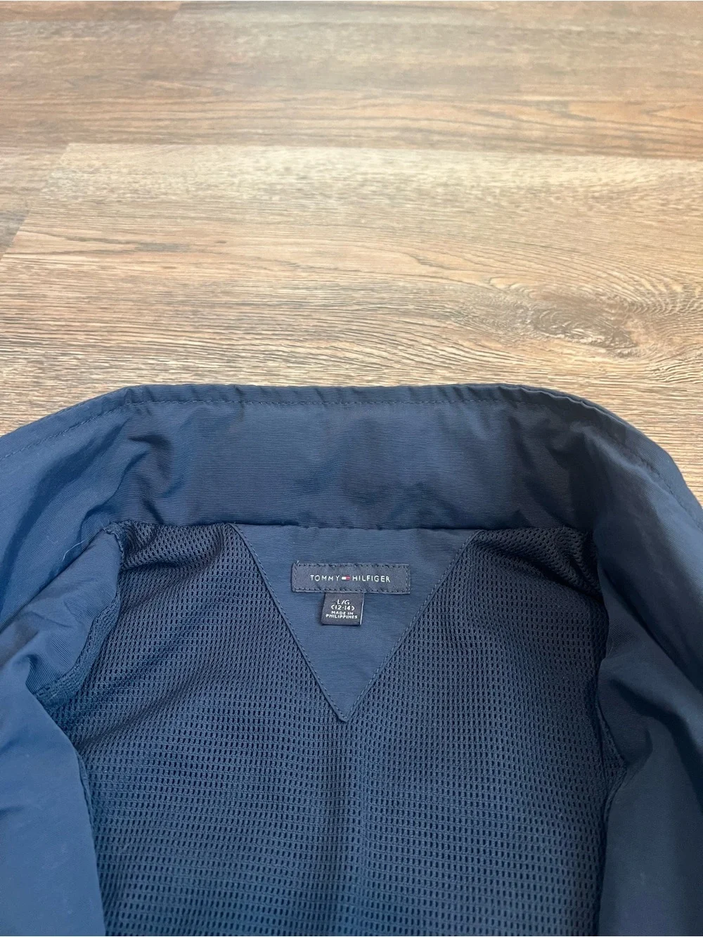 Tommy Hilfiger Boys Regatta Windbreaker Navy Blue Jacket Size L 12-14 Raincoat